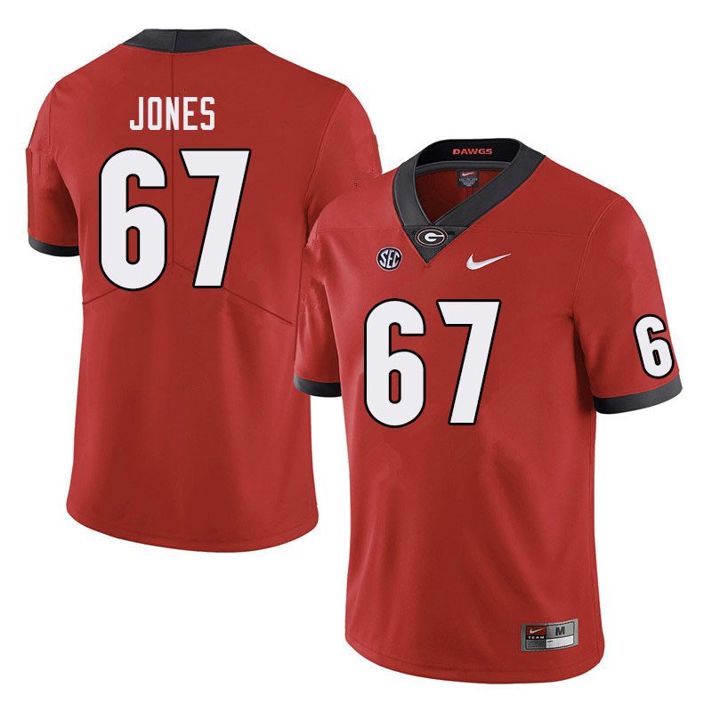 Men #67 Caleb Jones Georgia Bulldogs College Football Jerseys Sale-Red